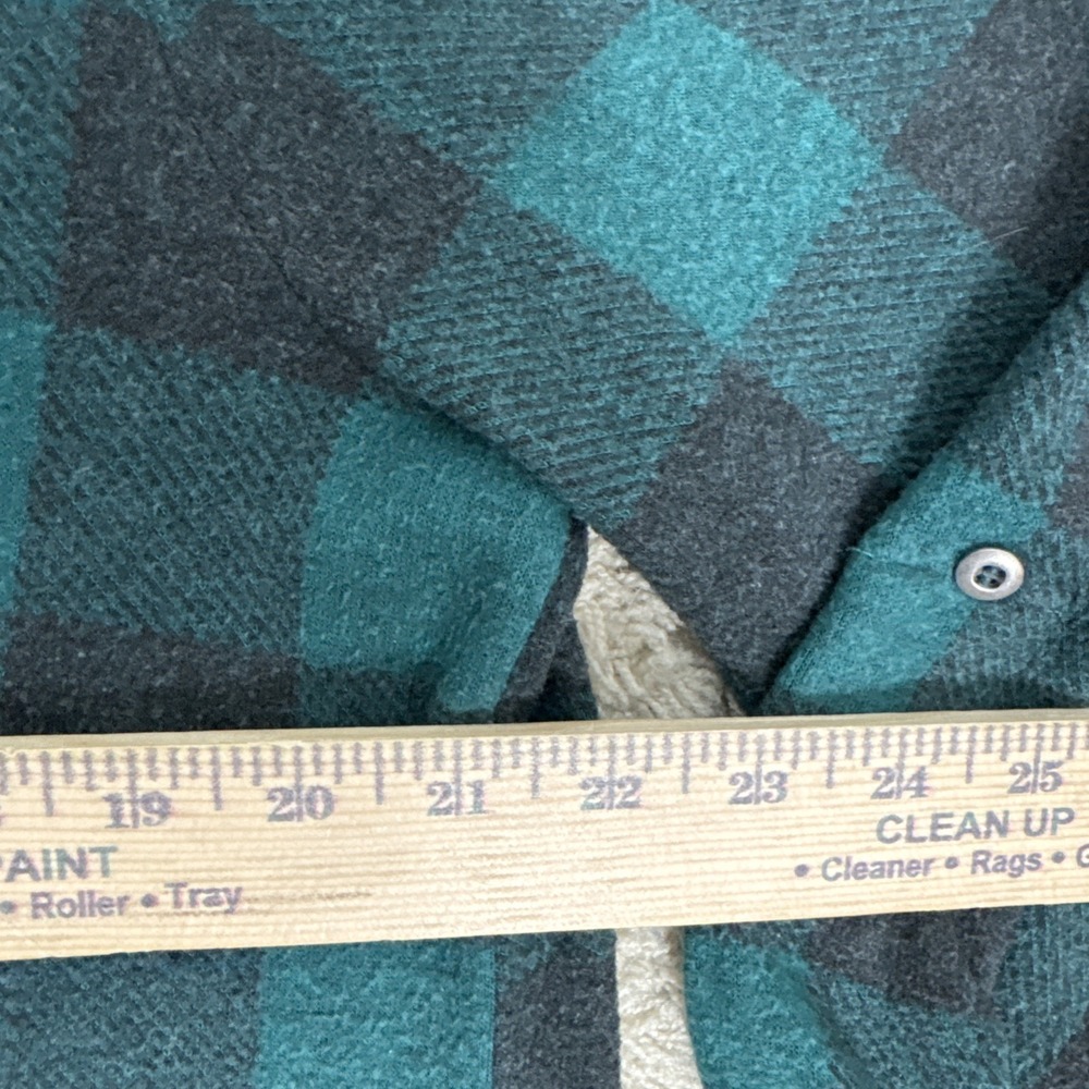 Soft Surroundings Teal Buffalo Check Henley Tunic Top Shirt M Roll Tab Sleeves - Picture 8 of 9